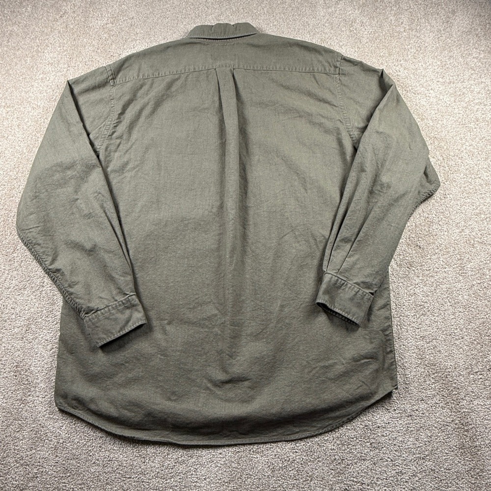 Eddie Bauer Mens Large Tall Long Sleeve‎ Button Down Shirt Green Oxord 90s - Picture 3 of 6
